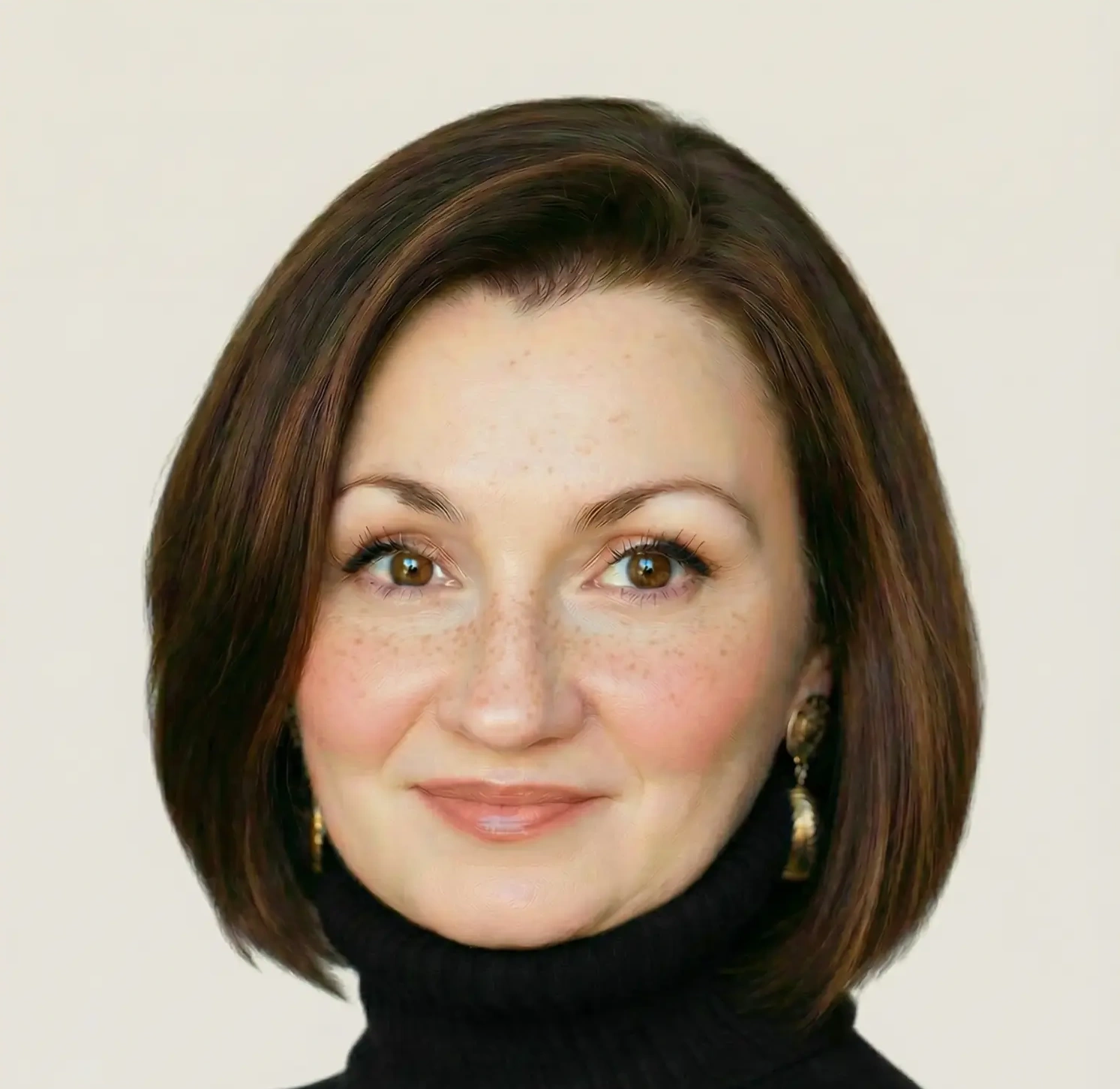 Portrait rassurant de Sandra dans une ambiance douce