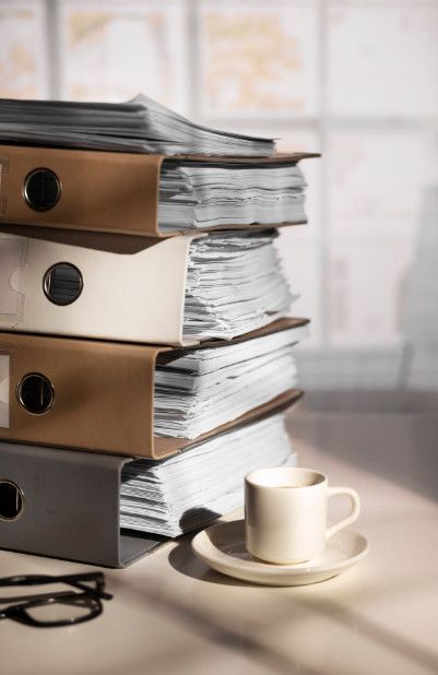 Classeurs et documents comptables, notes de frais